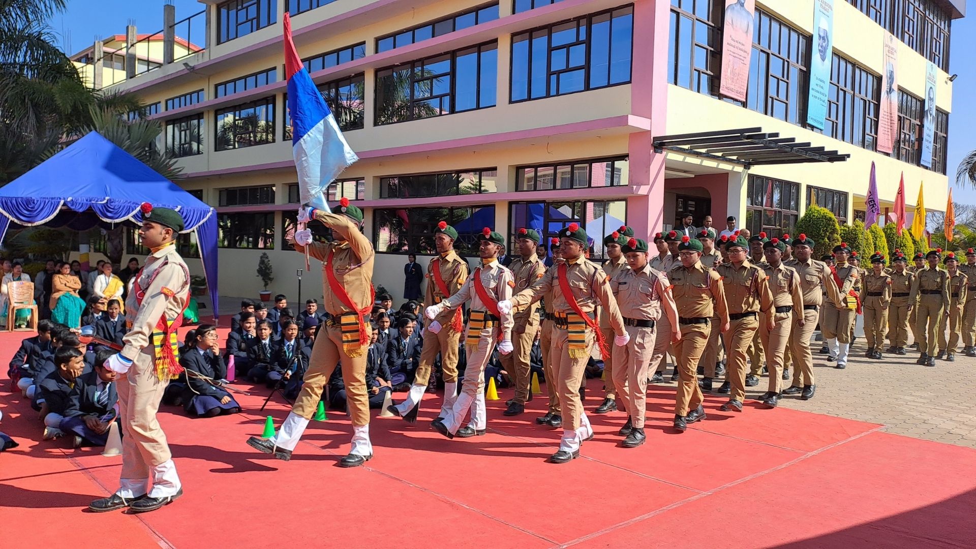 Students performing street play